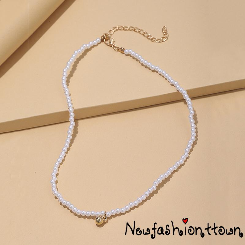 Nfashion Vòng cổ Chuỗi Hạt Ngọc Trai Ngắn Màu Trắng Trang Trí Dành Cho Nữ