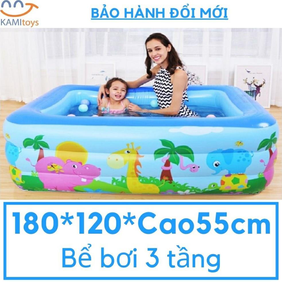 BỂ BƠI PHAO BƠI CHỮ NHẬT 1,8M 3 TẦNG CHO BÉ [Hàng chuẩn]