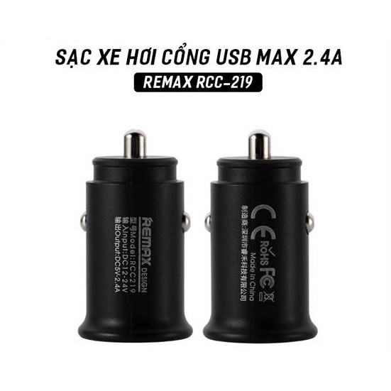 Sạc xe hơi RCC219 2 cổng USB max 2.4A Sạc Remax