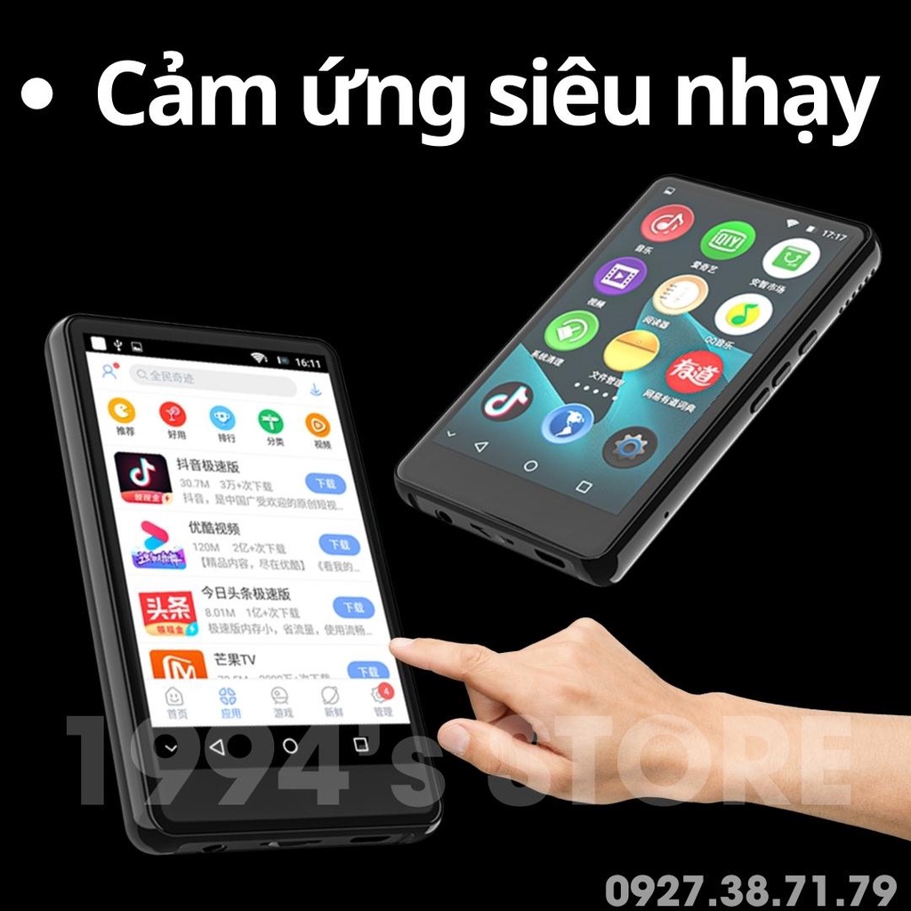Máy nghe nhạc Ruizu H6 - Có Wifi, Bluetooth 5.2 - Có Tiếng Việt - Xem Youtube, Tiktok - Lướt Web - Xem Phim - Loa Ngoài