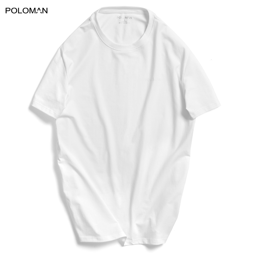 Áo thun nam cổ tròn POLOMAN vải Cotton co giãn,dày dặn, form regular fit B02