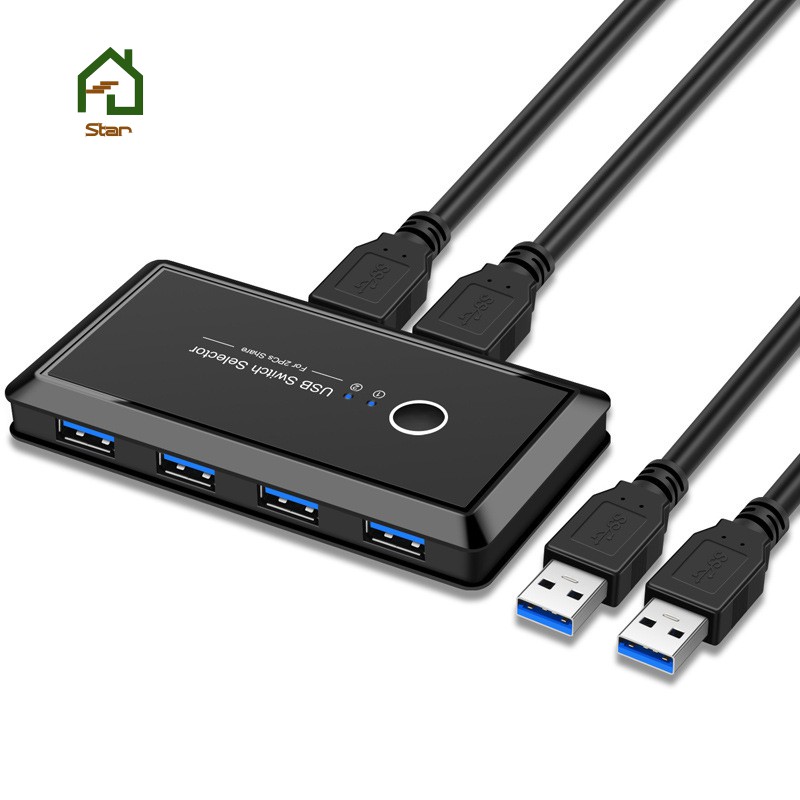 Công Tắc Kvm Usb 3.0 2 Cổng 4 Thiết Bị Cho Máy In Bàn Phím Kvm