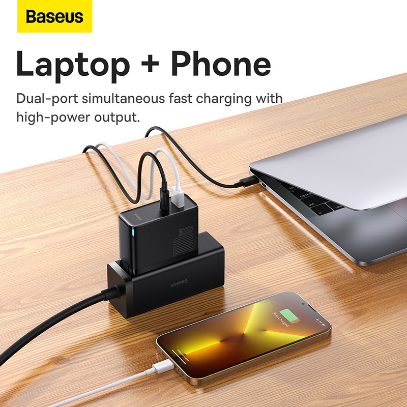 Cốc Sạc Nhanh Baseus 100W GaN 5 Pro USB QC 4.0 3.0 Cho iPhone 13 Pro Max Macbook