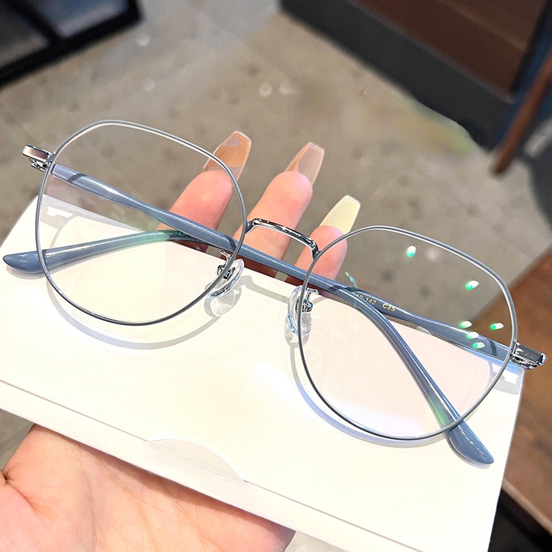 Mắt Kính Gọng Tròn Chống Bức Xạ Bằng Kim Loại Phong Cách Hàn Quốc Cổ Điển Dành Cho Nam Nữ