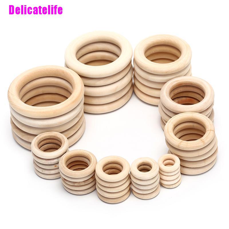 1 túi vòng gỗ tròn dùng làm trang sức DIY