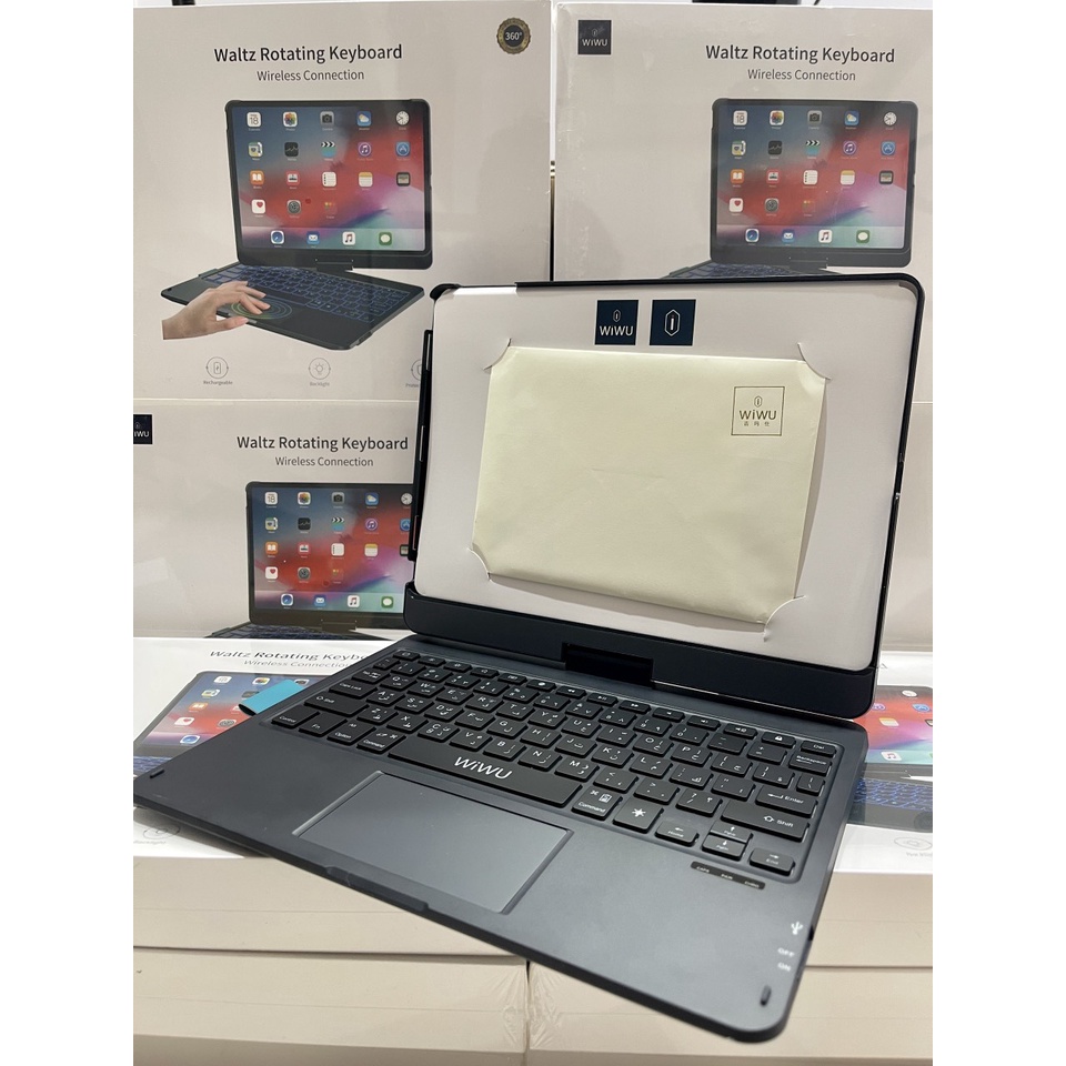 Bao da bàn phím kèm touchpad cho Pro 12.9  /M1, 11 2021/M1, Air 5,4 10.9 Chính hãng Wiwu Waltz Rotating KeyBoard cao cấp