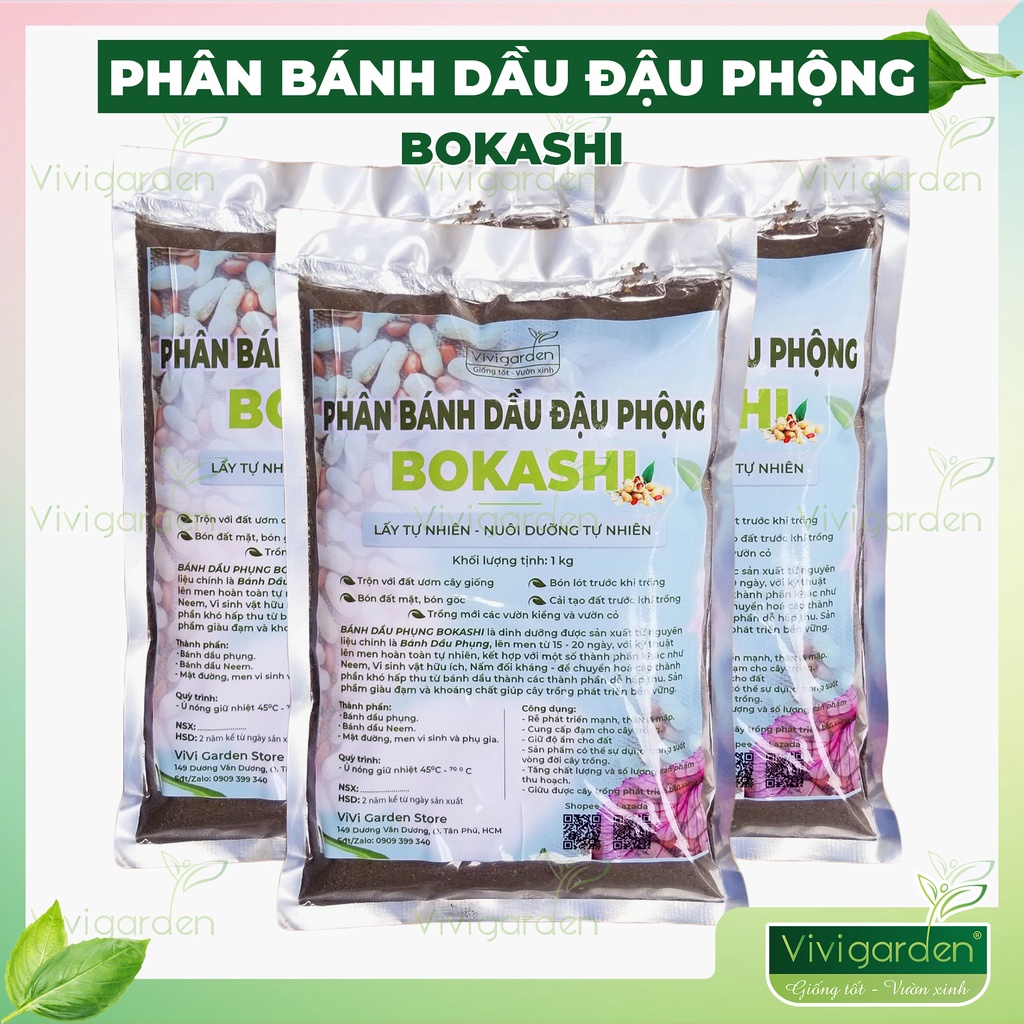 Túi 1kg phân Bánh Dầu Đậu Phộng Neem BOKASHI giàu dinh dưỡng, cải tạo đất và phòng bệnh hiệu quả