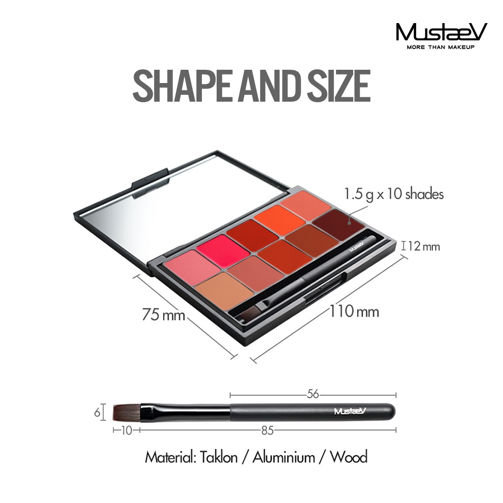 Bảng màu môi MustaeV 10 pro (1.5g x 10 màu)