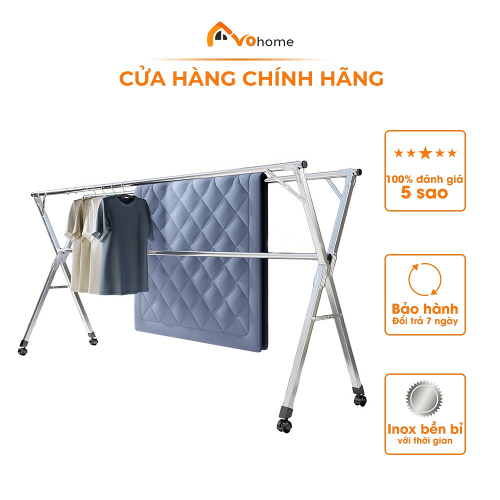 Sào phơi quần áo giàn phơi đồ có bánh xe thương hiệu AVOHOME chính hãng, treo quần áo cho cả gia đình