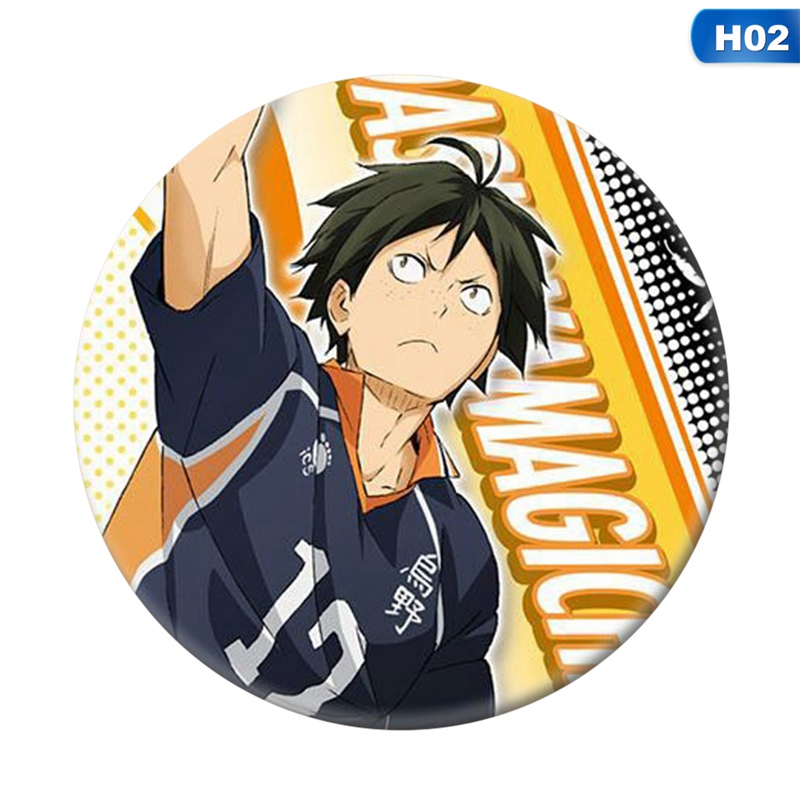 Ghim cài áo hình tròn họa tiết Haikyuu thời trang cho nam nữ