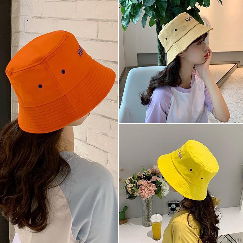 Nón Bucket hoạ tiết chữ thêu phong cách năng động cho nam và nữ