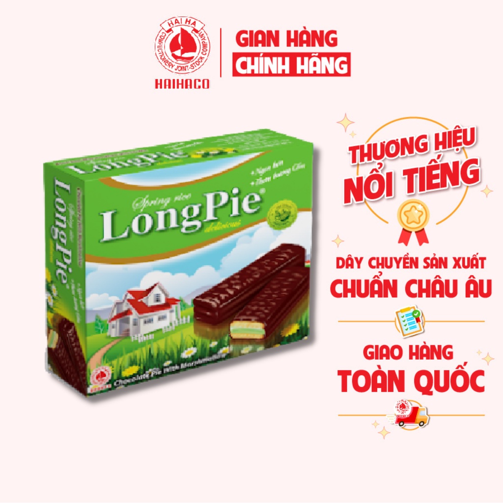 Bánh Longpie Mềm Nhân Cốm Phủ Socola HẢI HÀ - Hộp 288 Gram