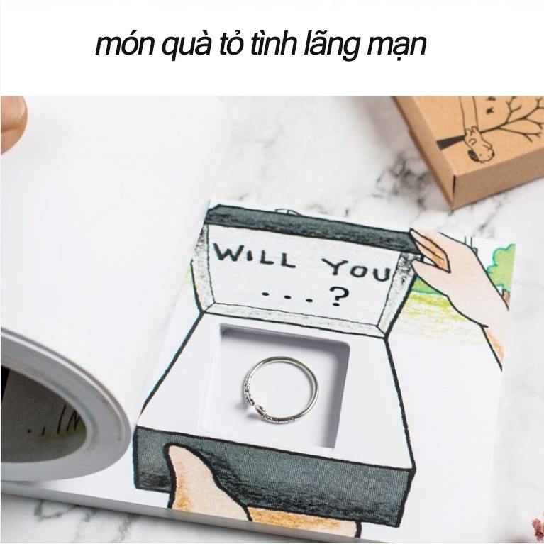 Hộp Đựng Nhẫn Nắp Lật Ẩn Hình Sách Lãng Mạn diy Làm Quà Tặng Cho Bạn Trai Bạn Gái