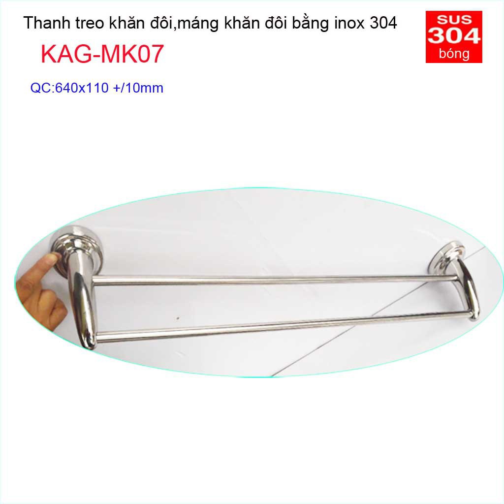 Thanh treo khăn đôi nhà tắm, giá treo khăn Inox 304, máng khăn KAG-MK07