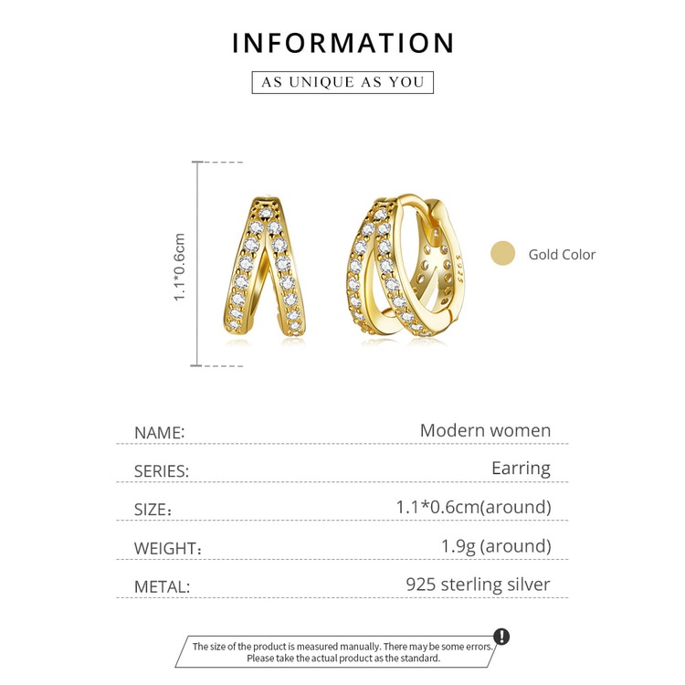 Bông tai Bamoer SCE1187 bạc Sterling 925 đính đá Zircon pha lê phong cách hiện đại không gây dị ứng cho nữ