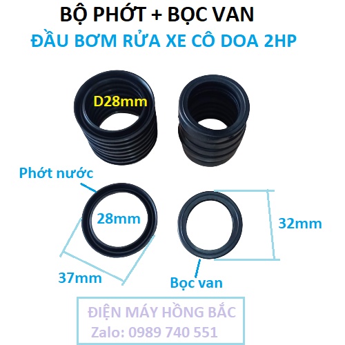 Bộ 9 phớt nước và 6 lót van một chiều  của máy rửa xe chạy dây cudoa  - đầu bơm chạy động cơ 1.1- 3 kw