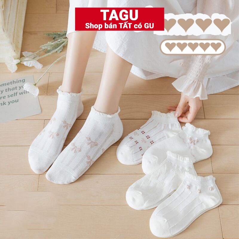 Tất vớ nữ nam cổ ngắn trắng giấy lười dễ thương hàn quốc đẹp TAGU chân thấp nhún đủ màu trơn đen, đỏ, vàng, xám, xanh