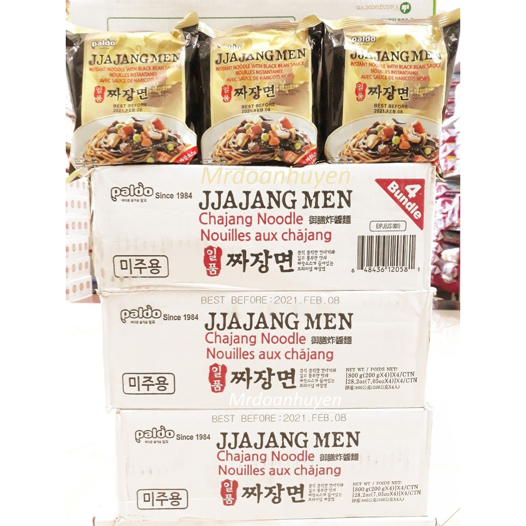 Thùng 16 Gói x 200g Mì Trộn Tương Đen JJAJANGMEN Paldo Hàn Quốc