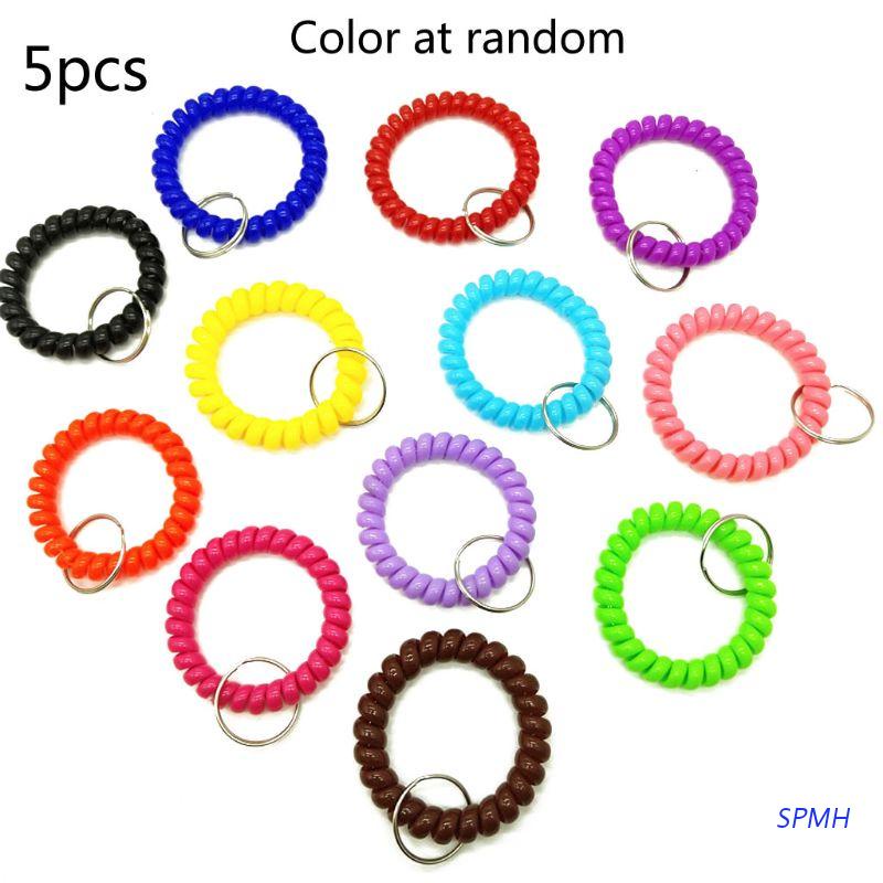Set 5 Dây Lò Xo Co Giãn Gắn Móc Khóa/Dây Đeo Cổ Tay Tiện Dụng