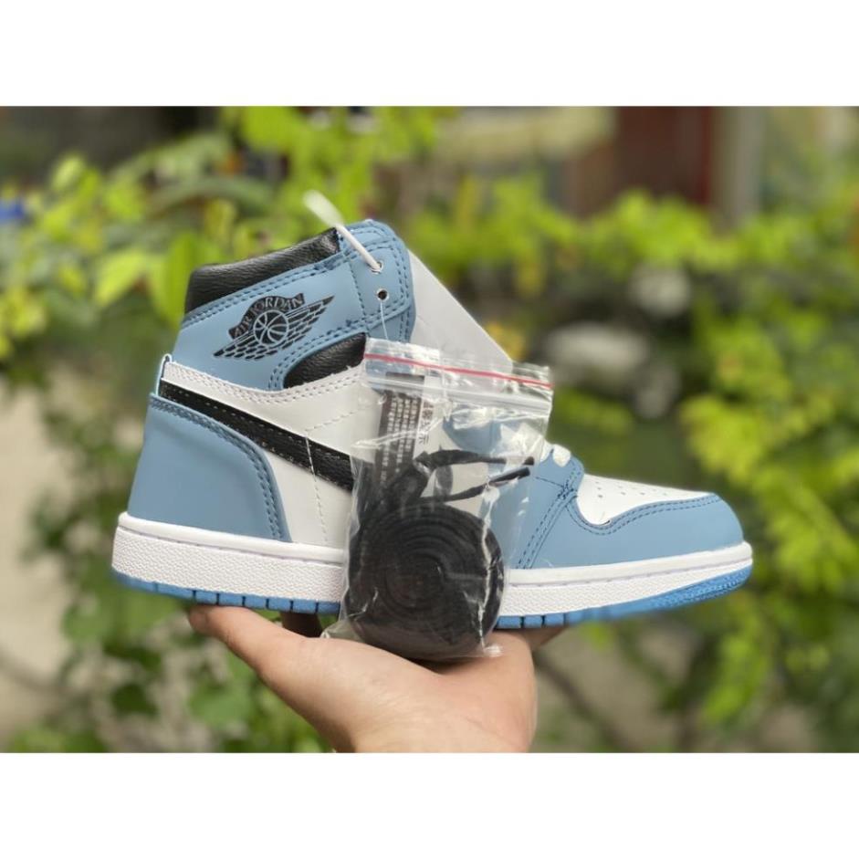 Giày thể thao Jordan 1 xanh dương cổ cao . Giày Sneaker Jordan 1 University . Giày JD 1 ngọc trinh