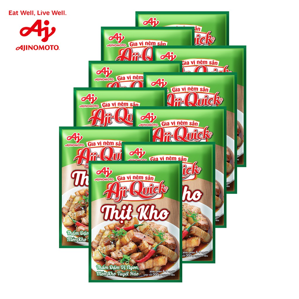 Lốc 10 gói gia vị nêm sẵn Thịt kho Aji-Quick 31g/1 gói