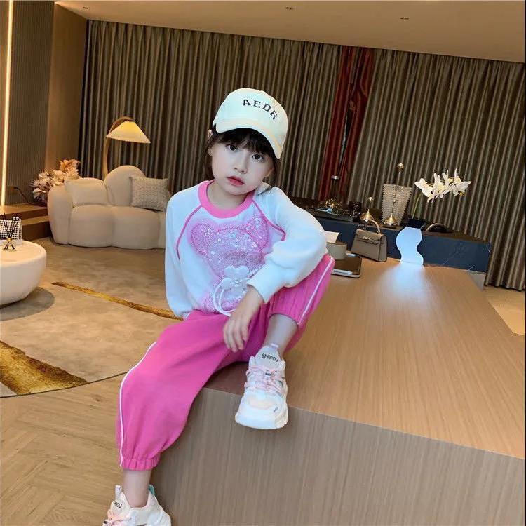 [Babycat] Hàng Có Sẵn Bộ Quần Áo Sweater Đính Kim Sa Hình Gấu Phong Cách Nhật Bản Hàn Quốc Mùa Thu Mới 2022 Cho Bé Gái­Bộ Quần Áo Thời Trang Dạo Phố Năng Động