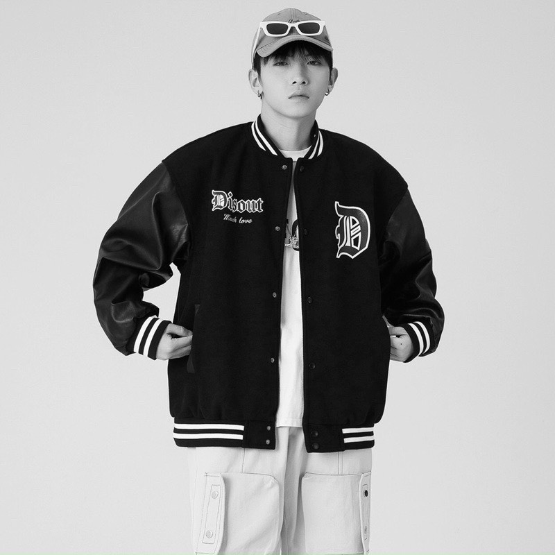 Áo khoác,bomber DISSOUT thân nỉ tay da nam nữ mặc cực - Kapo2000