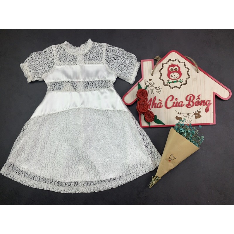 Đầm ren bé gái phối lụa (9 - 30 kg)