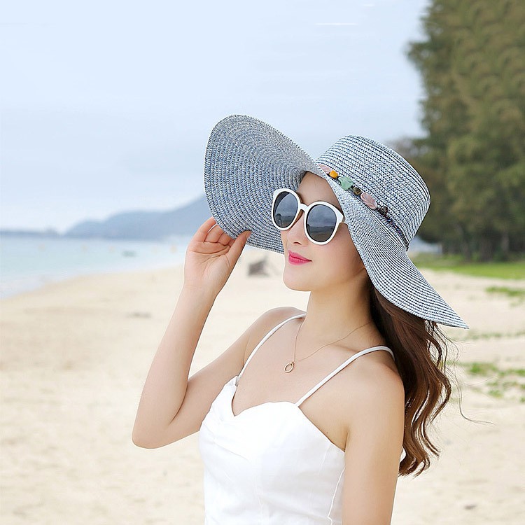 Nón Cói Đi Biển Vành Rộng Phối Vòng Sỏi