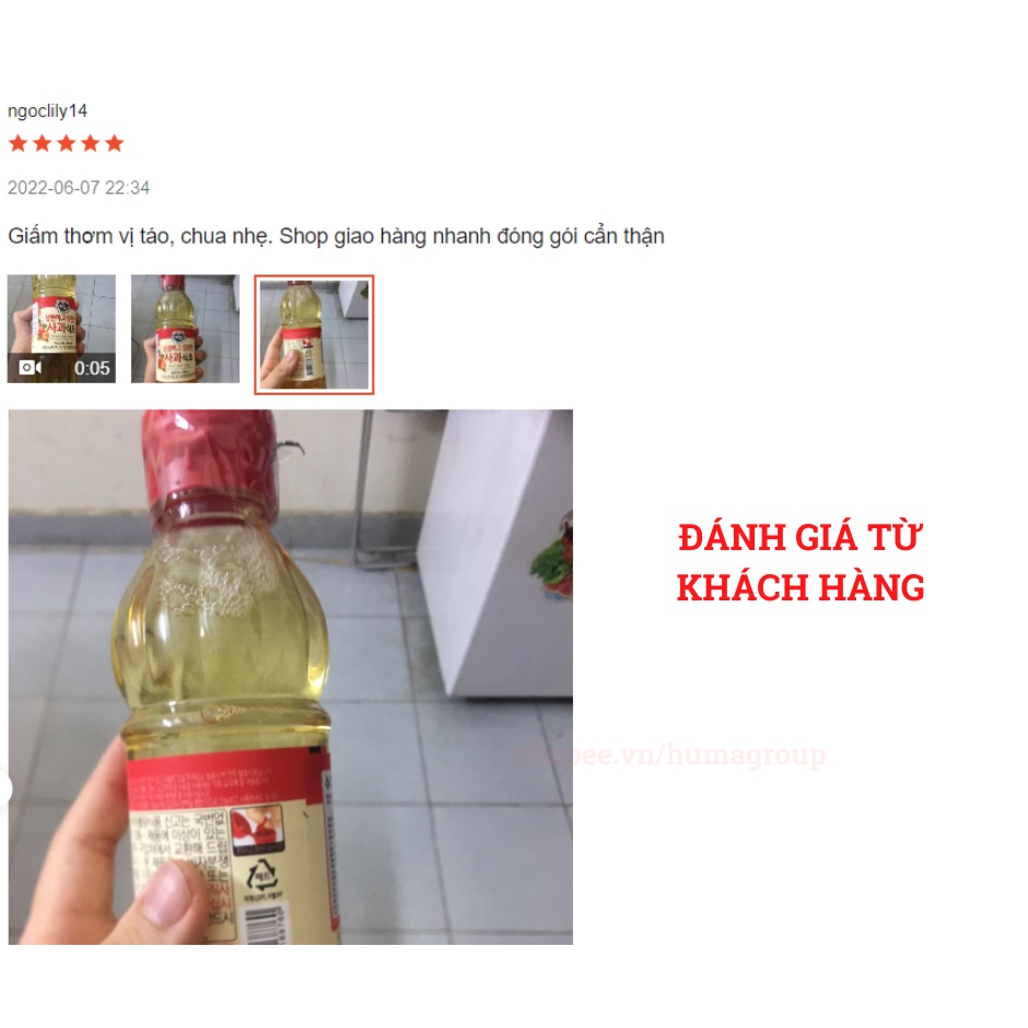 Giấm Táo Hàn Quốc - Nước Dấm Táo Chai 500Ml Beksul Nhập Khẩu Chính Hãng
