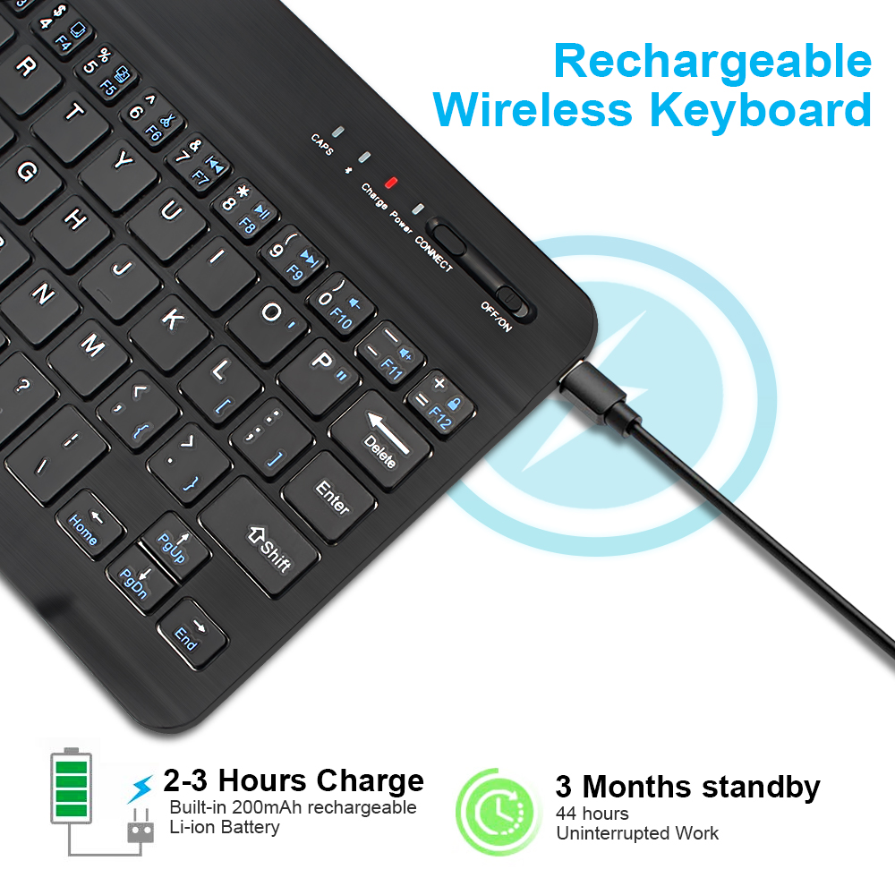 Bàn phím Bluetooth không dây mini 7 inch sạc được cho máy tính bảng/Windows/Android/IOS