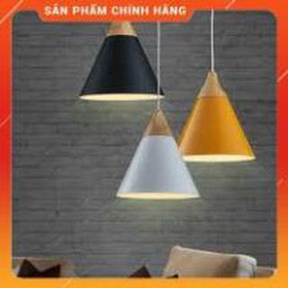 ĐÈN THẢ NÓN CHAO NHÔM ĐUI GỖ