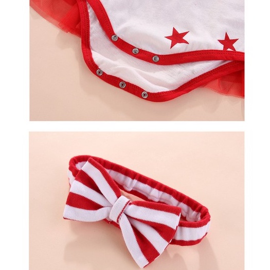 Váy body sơ sinh dài tay bé gái họa tiết sao kèm tuban size 0-12 tháng SS10