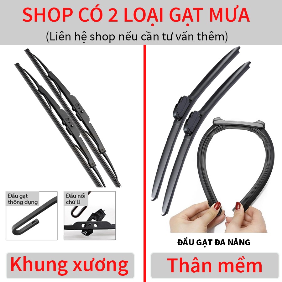 1 Cặp gạt mưa khung mềm không xương xe Kia Morning, Soluto, Forte, Cerato, Seltos, Sorento, Optima, Rondo, Sedona