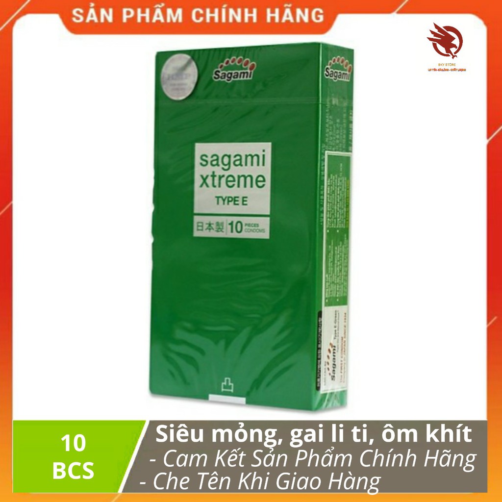 [ CHÍNH HÃNG ] - Bao cao su Sagami Xtreme Type E, siêu mỏng, gân gai - hộp 10 cái