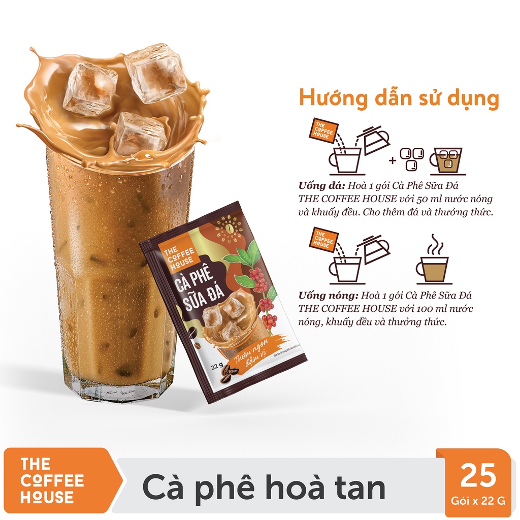 Cà phê sữa đá hòa tan The Coffee House - 25 gói x 22gr