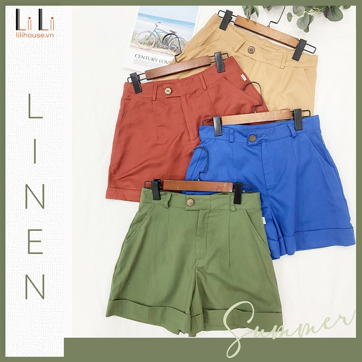 Quần đùi short nữ chất vải tự nhiên , quần linen vải tự nhiên cao cấp thích hợp đi làm hoặc đi chơi đều được 4 màu