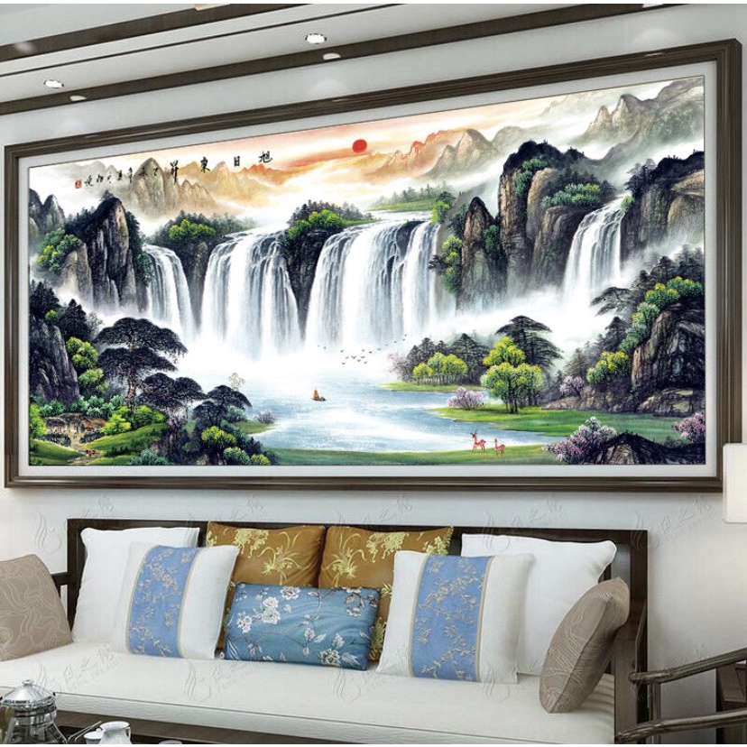 Tranh thêu chữ thập – Tranh phong cảnh thủy mặc 10