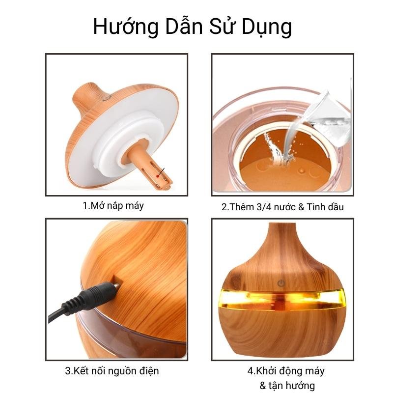 Máy Xông Tinh Dầu Tấm Thị  Aroma 300ml Máy Khuếch Tán Phun Sương Tạo Ẩm Tỏa Hương Thơm Phòng Giúp Đuổi Muỗi $ Côn Trùng