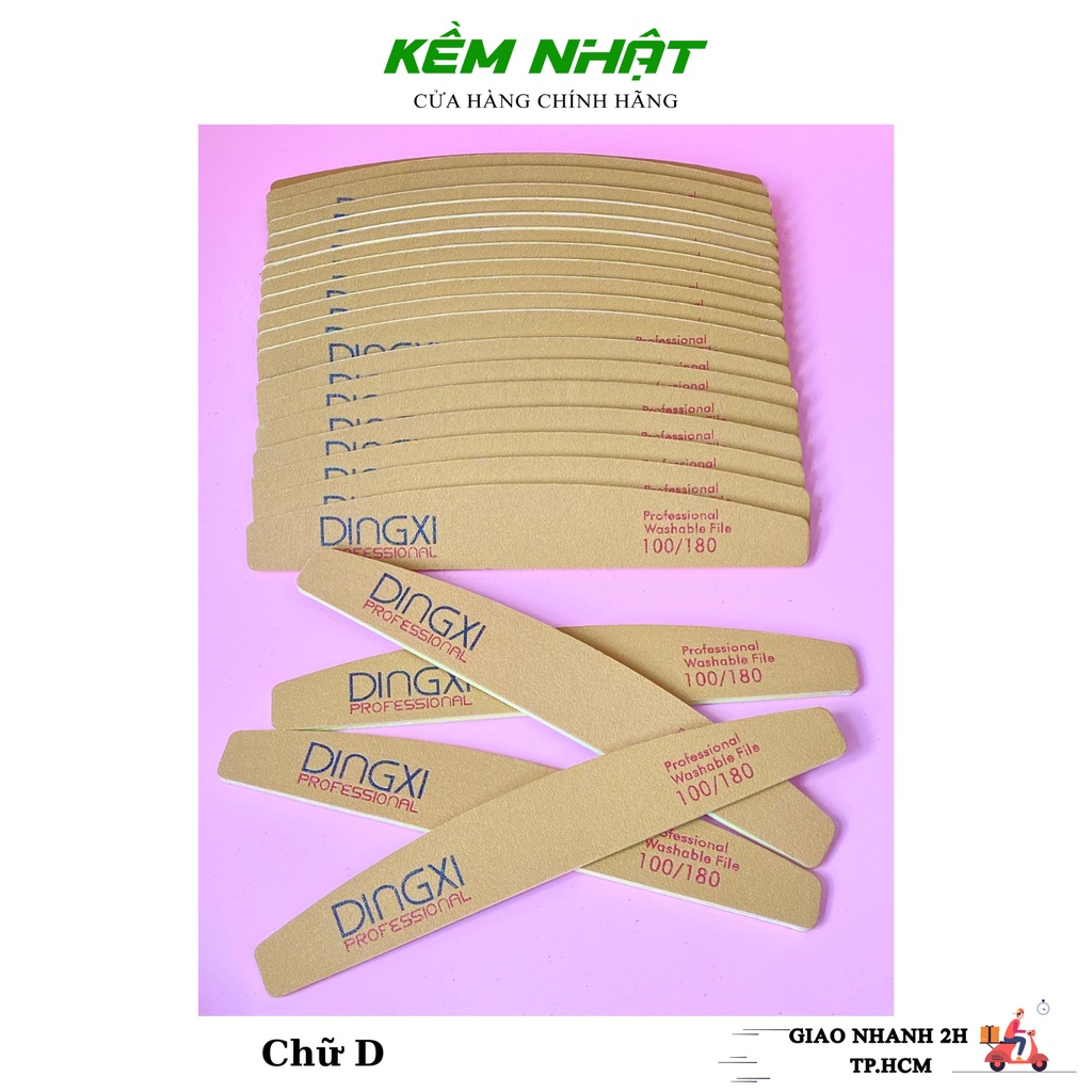Dũa Móng Tay DINGXI Nhám Da Bò Nâu Vàng Độ Nhám 100/180 - Dũa Móng Nail