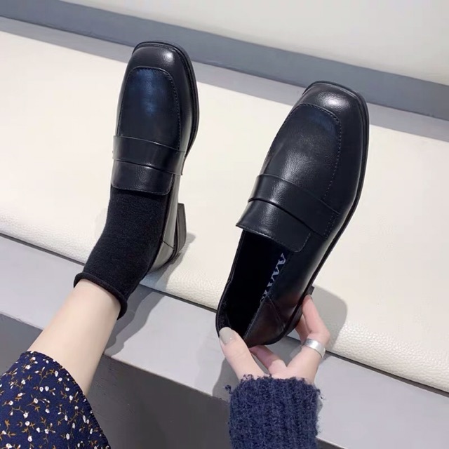 (Sẵn Đen 35 37, Nâu 37 39 40)✨Giày oxford nữ da PU đầu vuông phong cách vintage lolita - CUA STORE