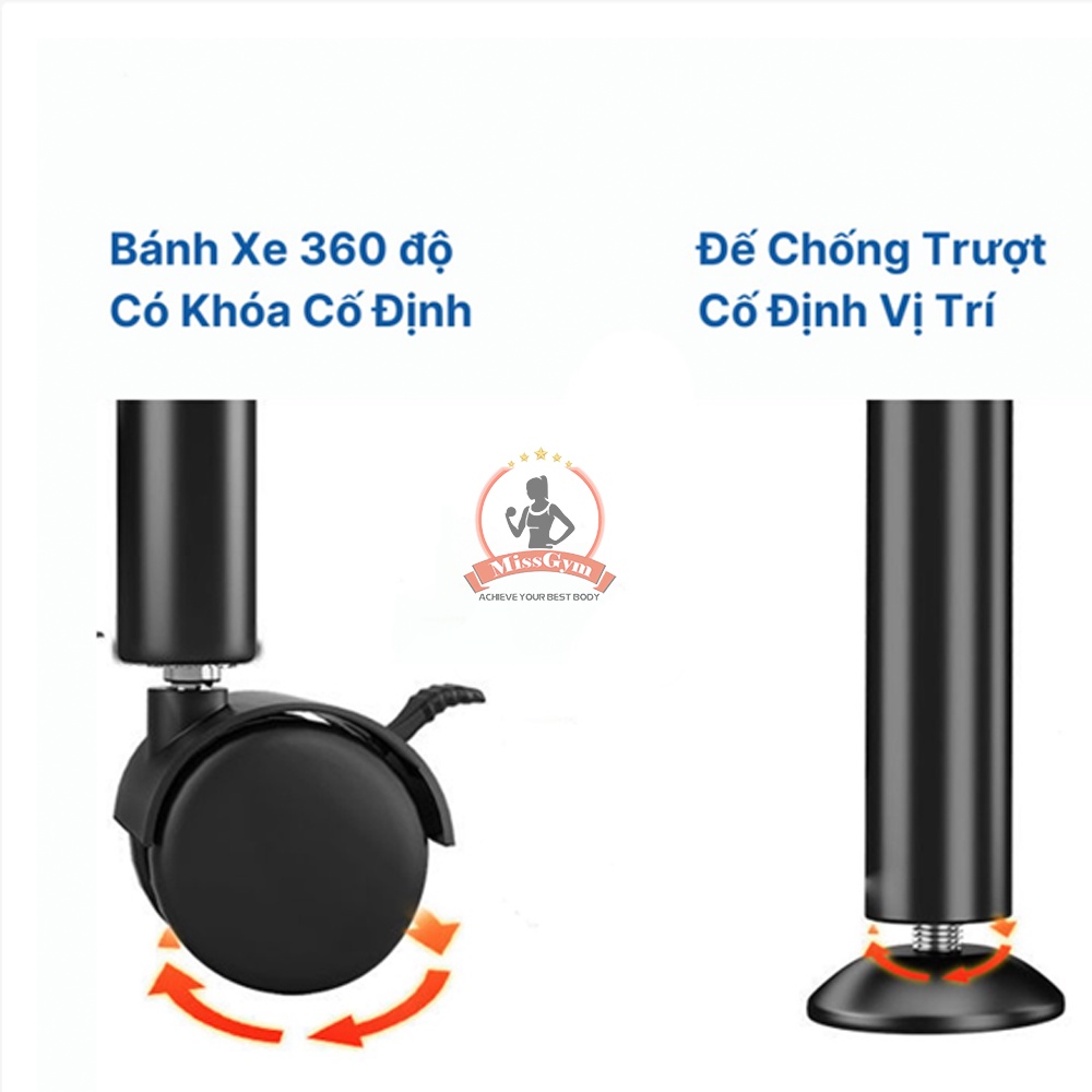 Kệ Vuông 4 Tầng Xoay 360 Độ MISSGYM Đa Năng, Thép Không Gỉ, Sơn Tĩnh Điện, Tủ Đựng Đồ Nhà Bếp Thông Minh