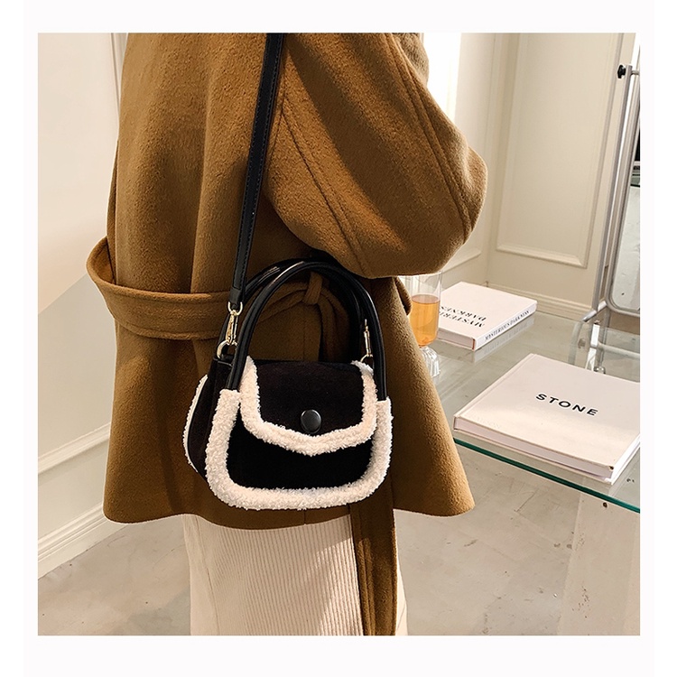 Túi da lộn viền lông cừu nhân tạo BG002