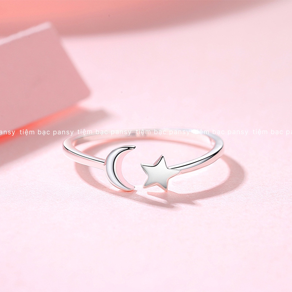 Nhẫn bạc nữ PANSY trăng sao freesize - Nhẫn bạc ta thiết kế basic cá tính