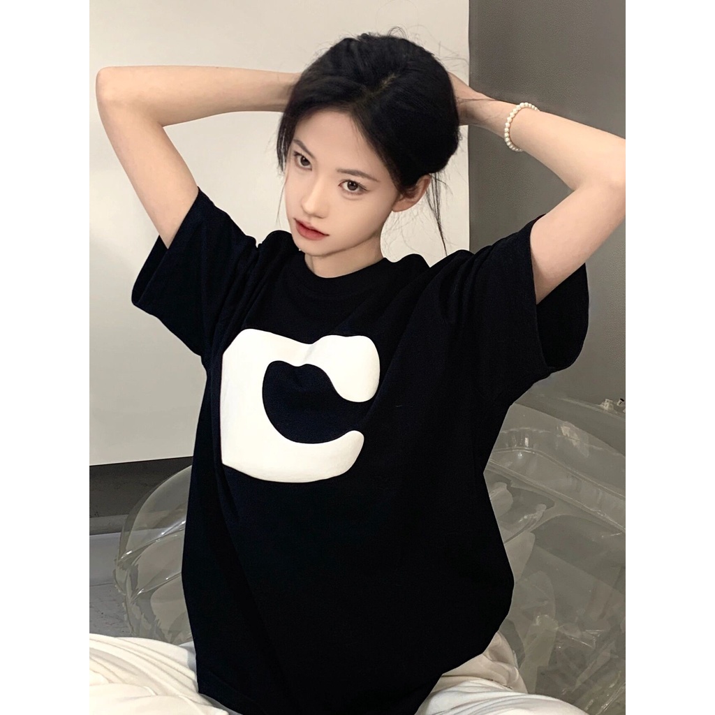 Áo Thun Oversized Chất Liệu Cotton In Họa Tiết Cho Nữ