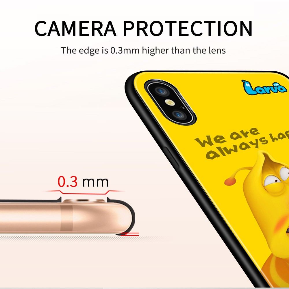 For Nokia X6 X7 6.1 Plus 7.1 Plus 7 Plus 8.1 For  3D Funny Cute Cartoon Cases Korea Larva Character Casing Red Yellow Pink Green White Tempered Glass Phone Case Cover Ốp điện thoại kính cường lực In Hình cứng Ốp lưng cho Case