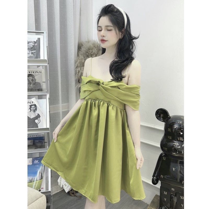 đầm nữ siêu dễ thương, TT 67 thiết kế nơ ngực xinh xắn - BEST SELLER