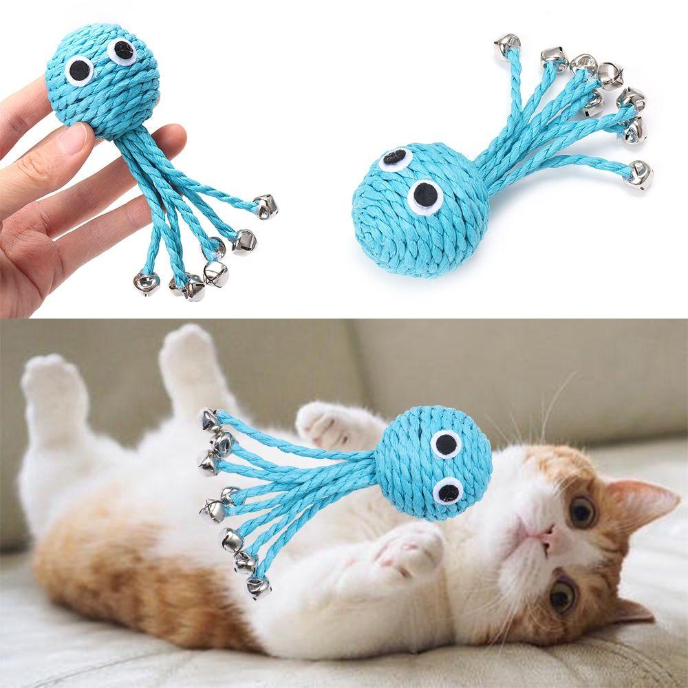 Đồ Chơi Tương Tác Cắn Kèm Dây Thừng Giấy Hình Bạch Tuộc Dễ Thương Cho Mèo Cưng