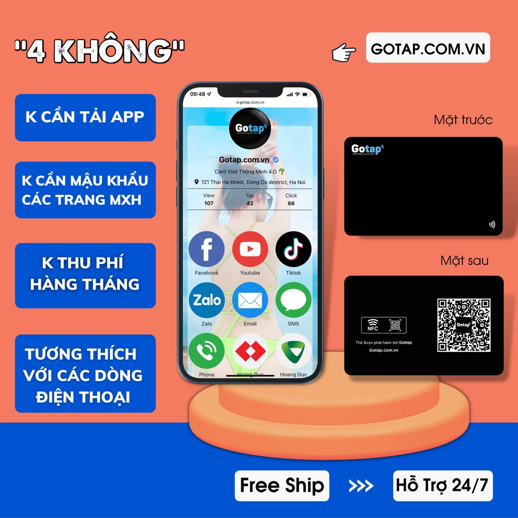 Thẻ Thông Minh GOTAP Black Edition, Card Visit Điện Tử, Chia Sẻ Thông Tin Chỉ Với 1 Chạm