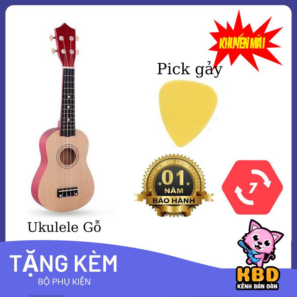 Đàn Ukulele soprano màu trơn KBD 33A15-HD (Hồng đậm)